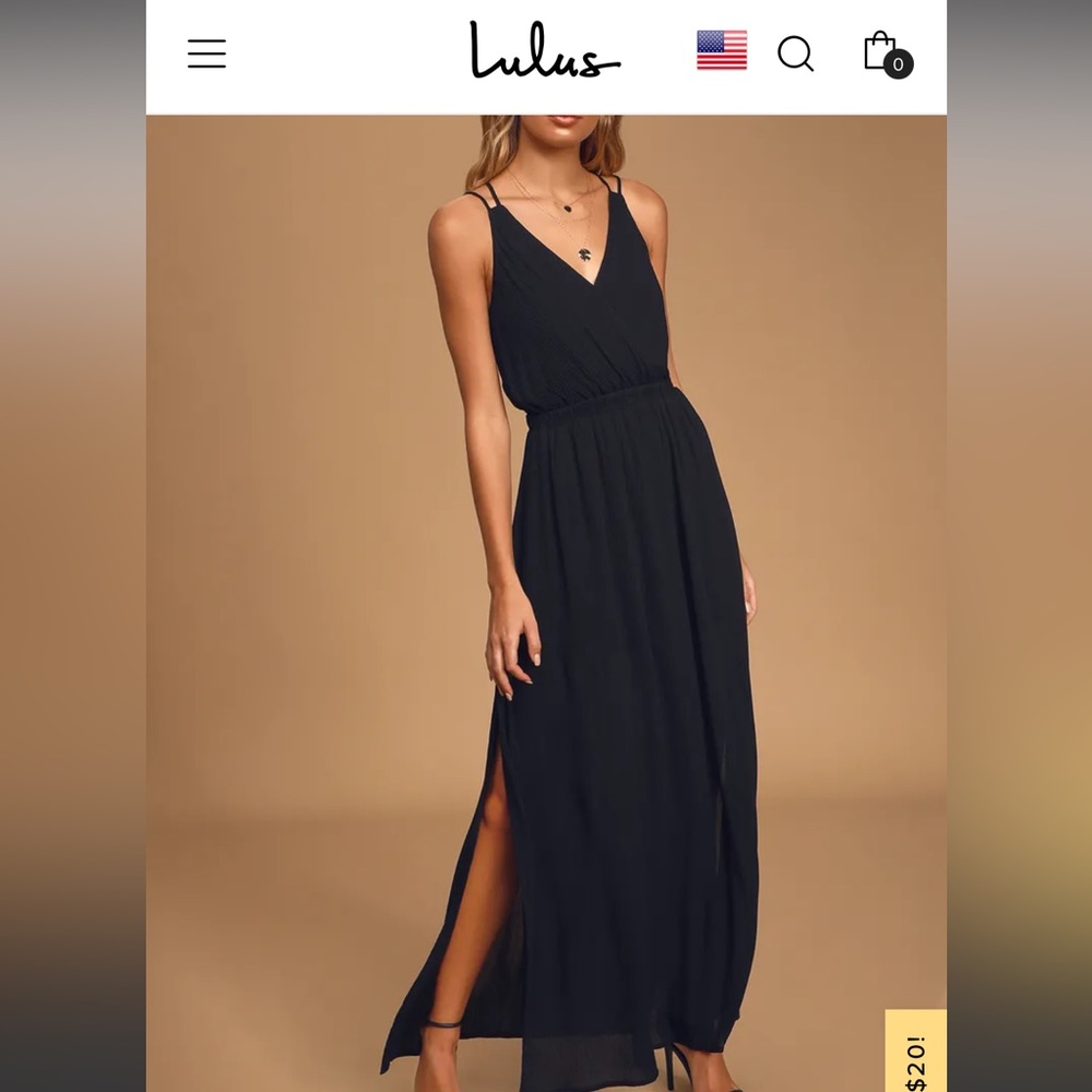 Lulus Black Maxi Dress - open strap it back, XS